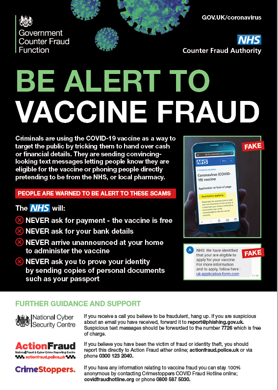 Covid vaccine scam poster