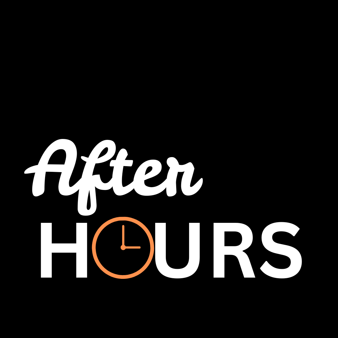 White text 'After hours' on black background