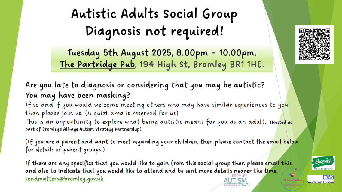 Autistic Adults Social Group event image (image text on page)