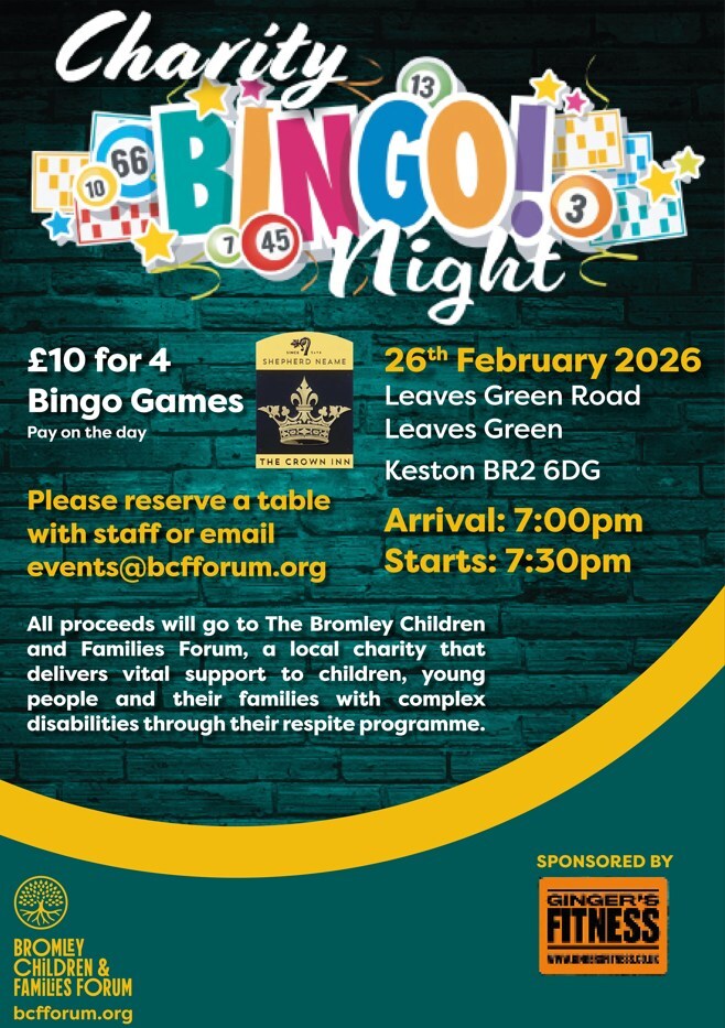 Bromley Children & Families Voluntary Sector Forum Charity Bingo Feb 2026
