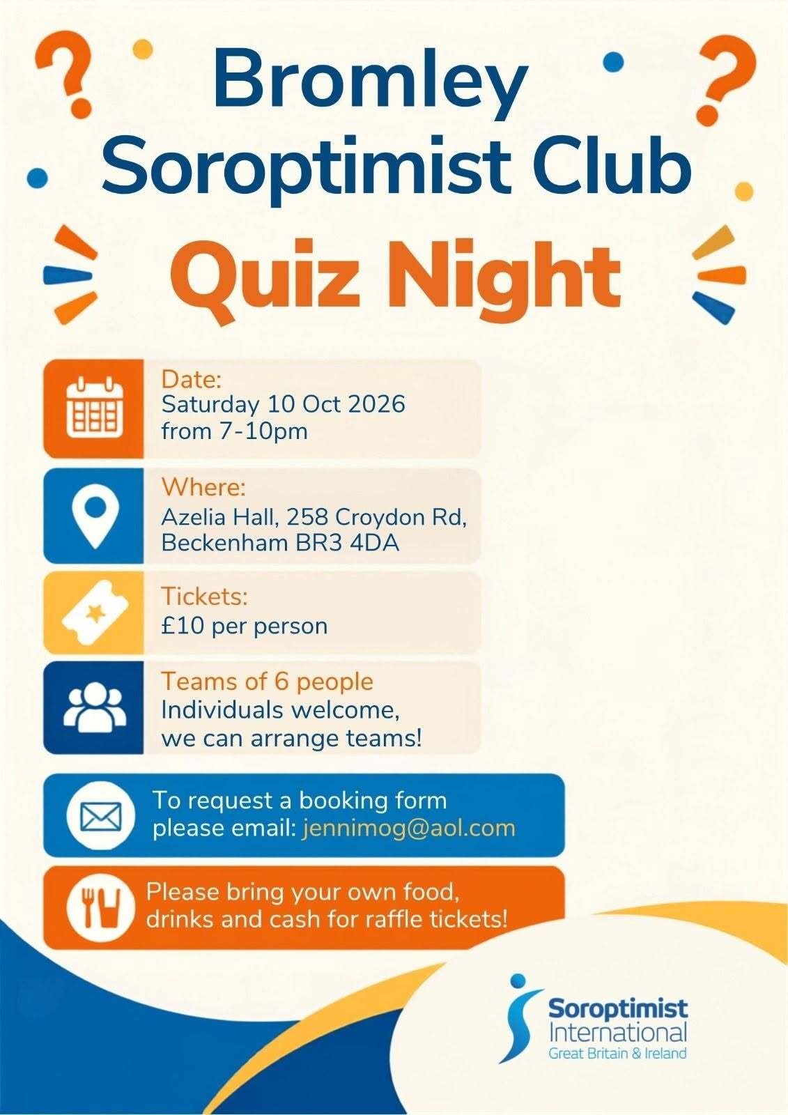 Bromley Soroptimist Club Quiz Night