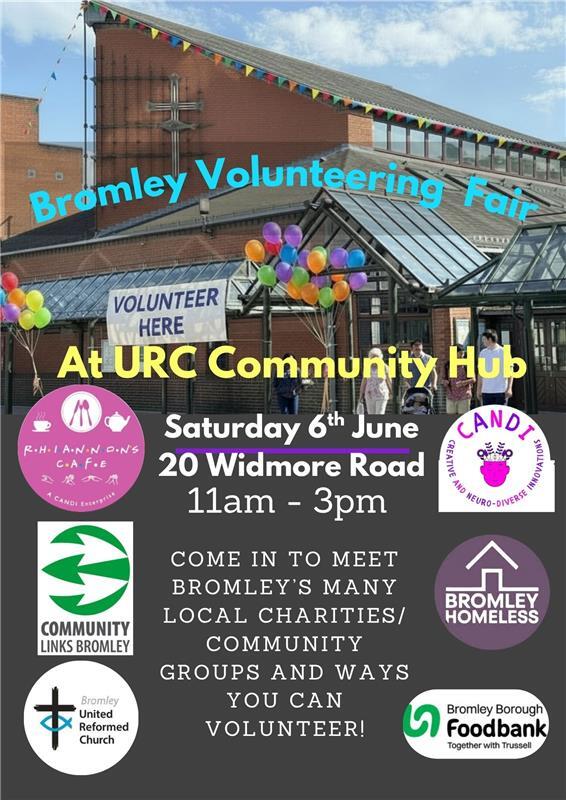 Flyer with image of Bromley URC behind event text (event text on webpage)