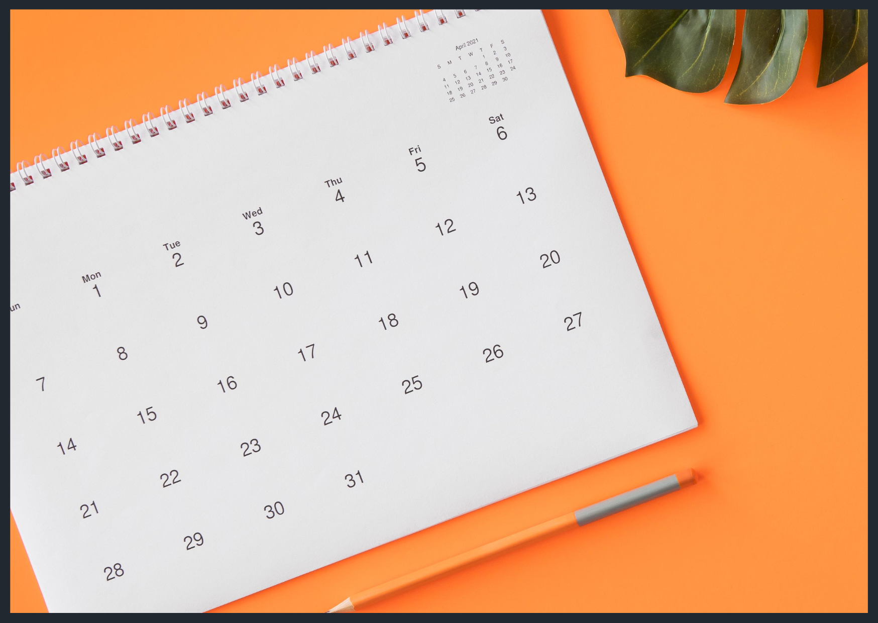Calendar on orange background