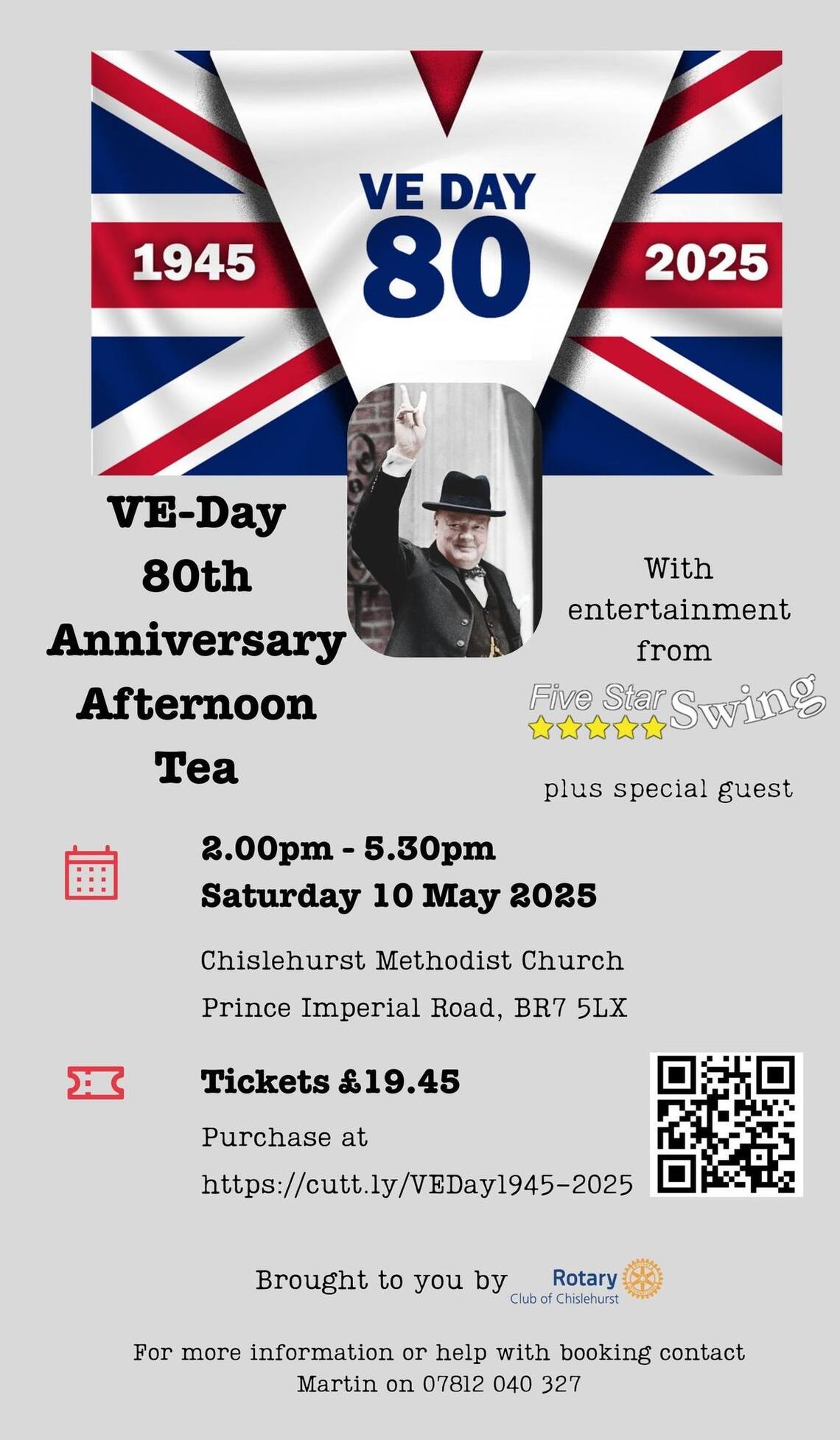 Event flyer with image of Winston Churchill and Union Jack (event text on page)