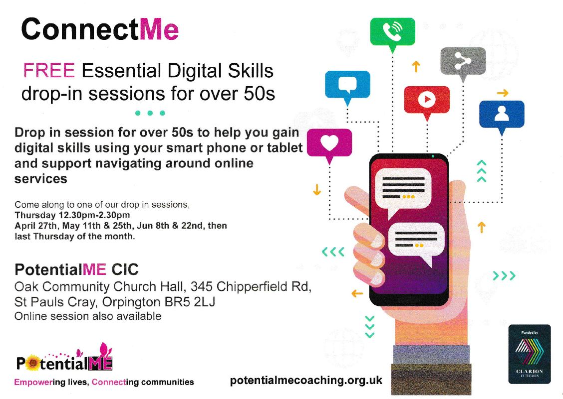 Digital Skills drop in sessions flyer