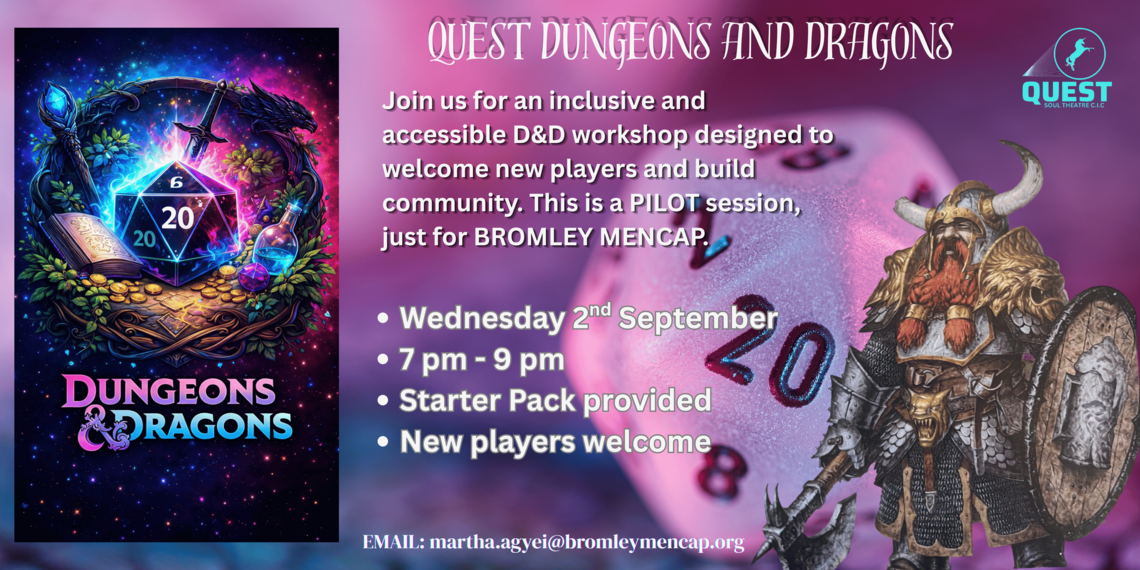 AI generated image of viking and Dungeons & Dragons gameplay, surrounded by event information (event information on webpage)