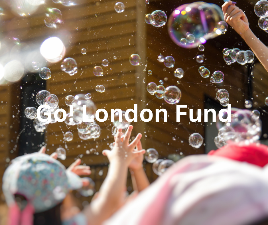 Image of bubbles overlaid with text Go! London Fund