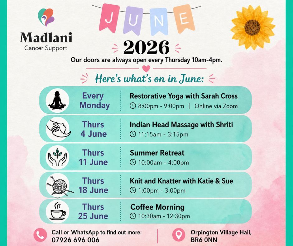 June Workshops Madlani Cancer Support