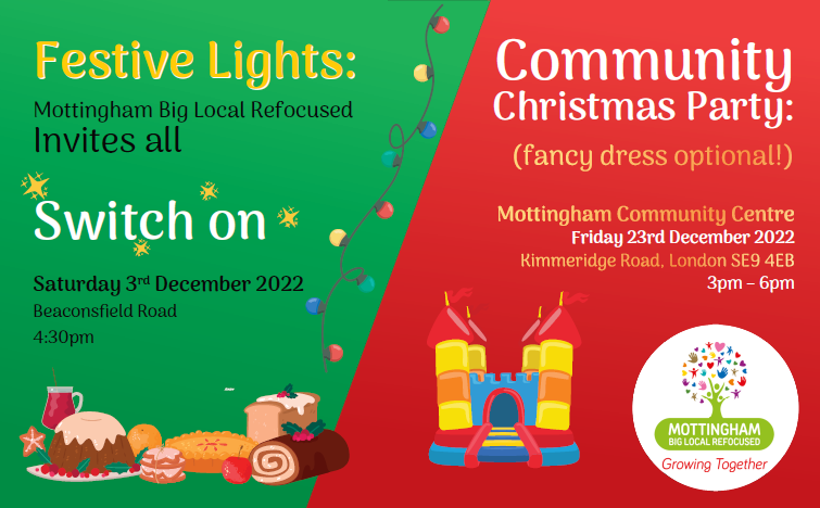 Festive event flyer. Image text on page
