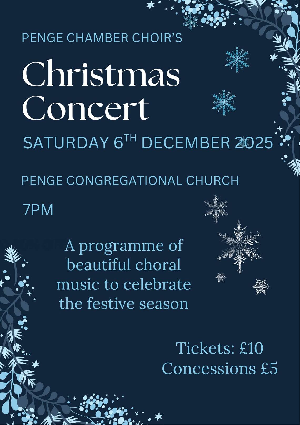 Penge Charmber Choir Christmas Concert