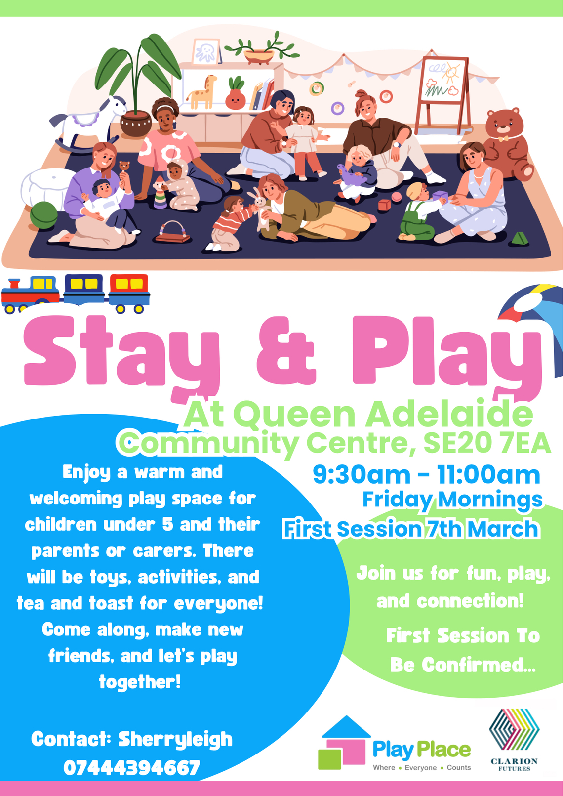 Play Place Stay & Play sessions flyer (image text on page)