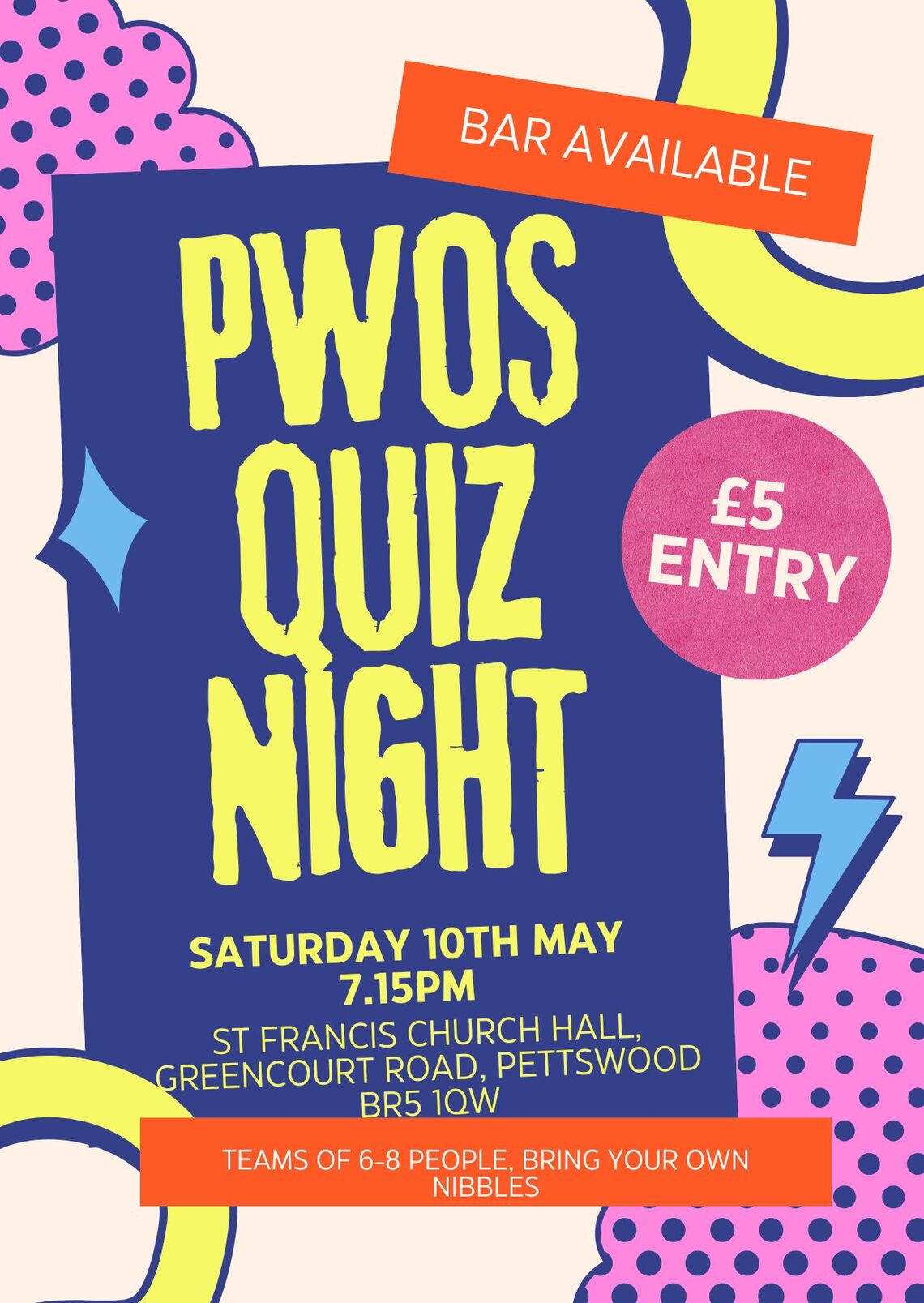 PWOS Quiz Night flyer (image text on page)