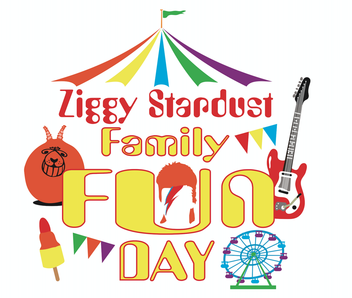 Image with fairground ride and words, Ziggy Stardust Family Fun Day