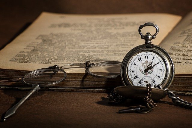 Antique watch and book image