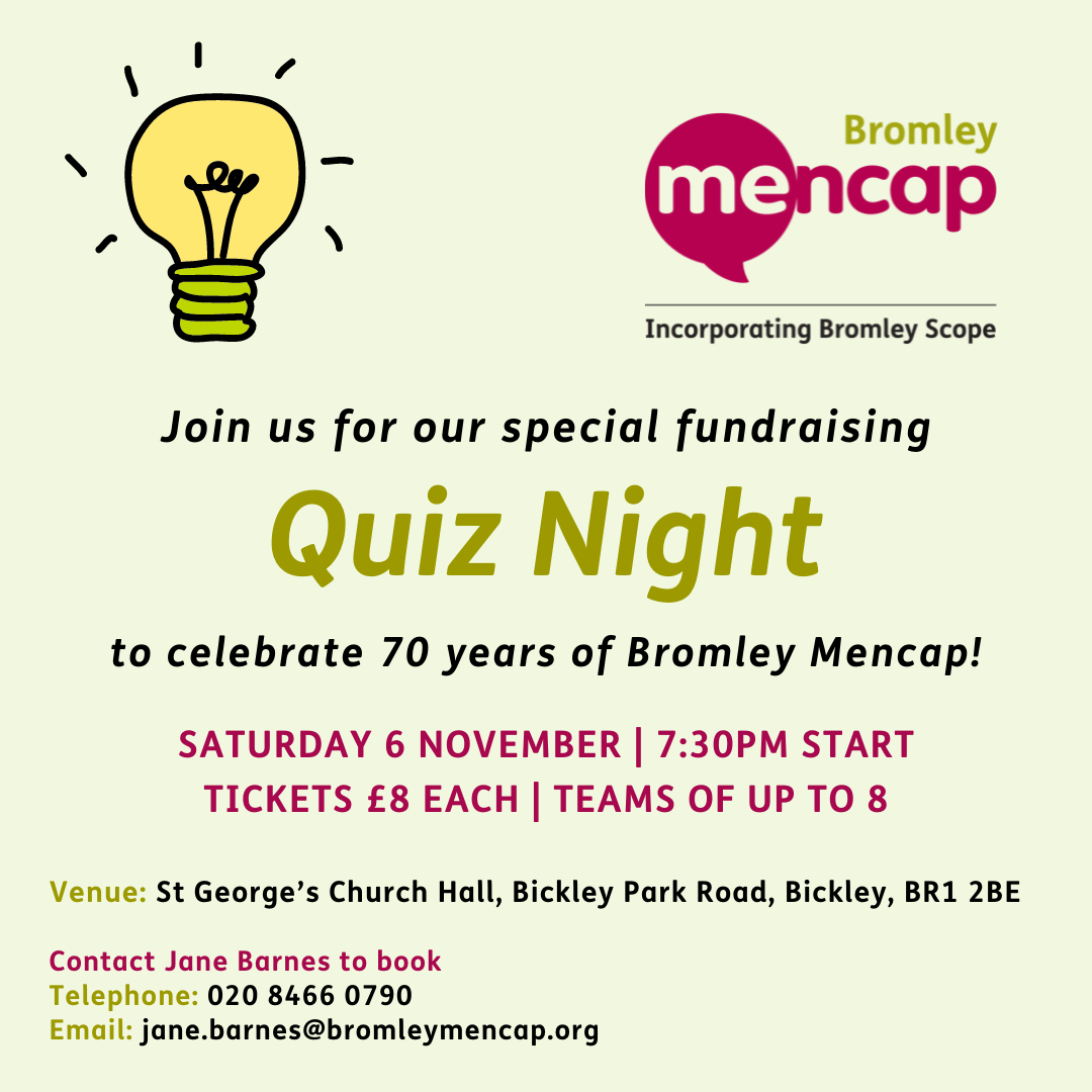 Bromley Mencap Quiz Night event image