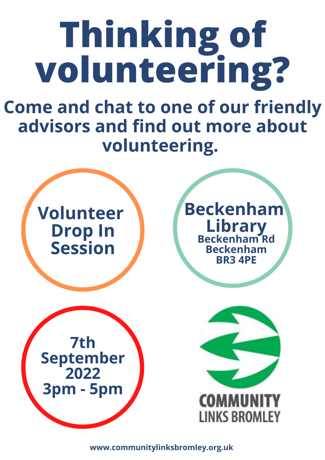 Thinking of Volunteering (Beckenham Library) Poster