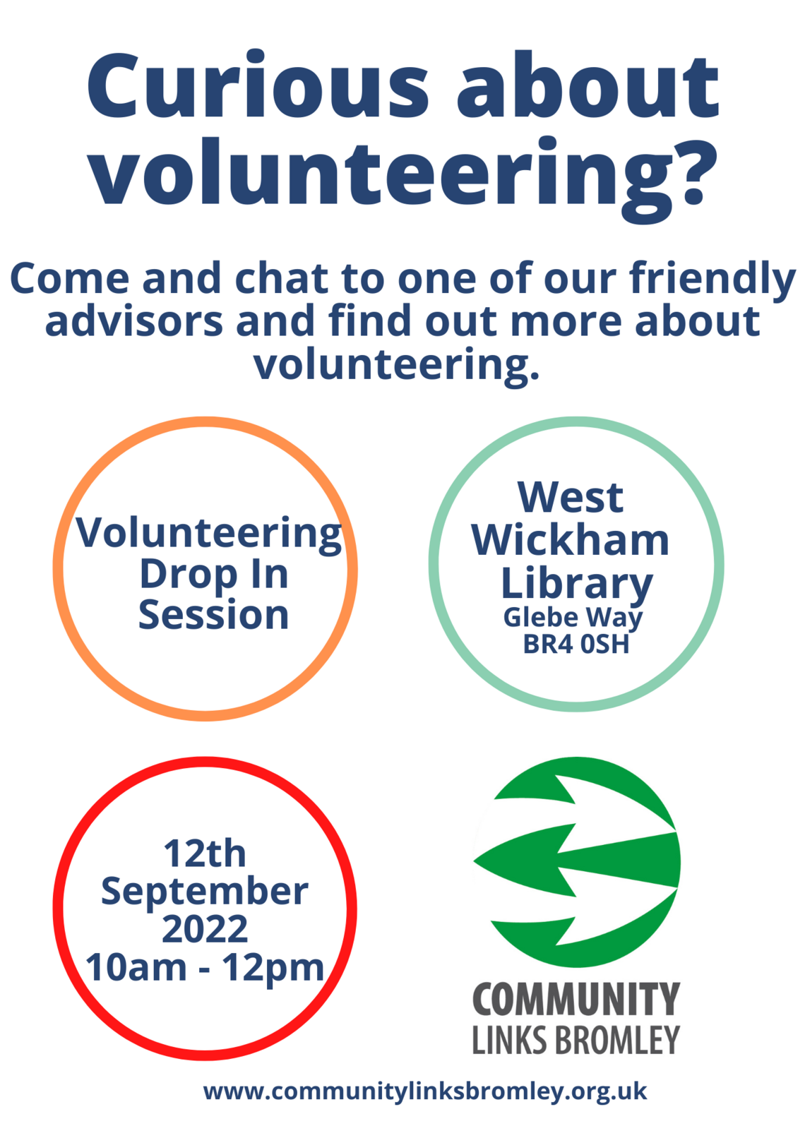 Final Curious about Volunteering  (West Wickham Library) poster