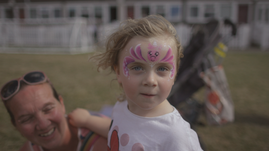 Two children with painted faces