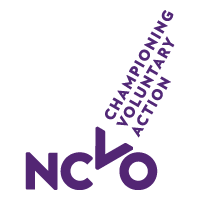 Letters N C V O under diagnonal words &#39;championing voluntary action&#39;