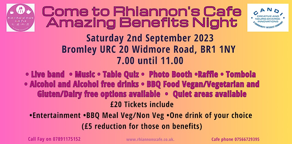 Rhiannon&#39;s Cafe Benefits Night