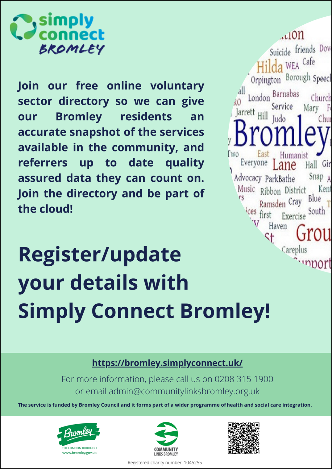 Poster with information about Simply Connect Bromley