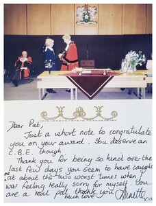 CLB's late president Pat Spence receiving an award