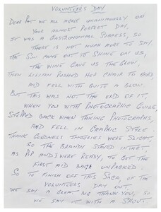 A poem to Pat Spence following Volunteers' Day celebrations